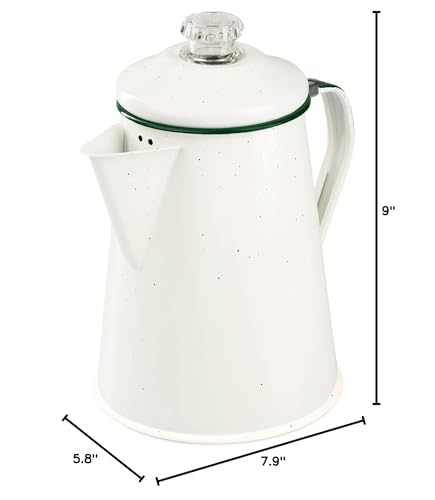GSI Outdoors Percolator Coffee Pot | Enamelware Campfire Coffee Boiler Kettle for Outdoor Camping Cookware, Cabin, RV, Kitchen, Hunting & Backpacking