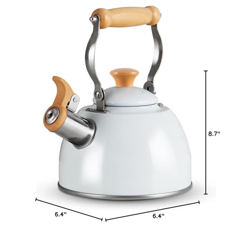 ROCKURWOK Tea Kettle, Tea Pot with Cool Touch Ergonomic Handle, Teapot Food Grade Stainless Steel, Tea Kettle Stovetop, Kettle Teapot, Whistling Tea Kettle, Small Tea Kettle, 1.6 Quart (Green)