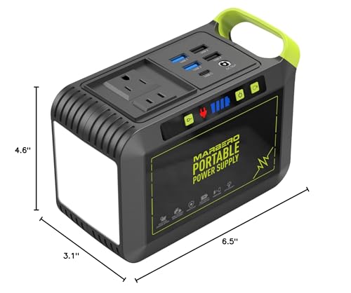Portable Power Station 300W MARBERO 237Wh Camping Solar Generator Backup Lithium Battery with Pure Sine Wave 110V AC Outlet, USB C, USB A, DC for Outdoors Camping CPAP Home Blackout Emergency