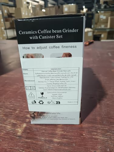 PARACITY Manual Coffee Bean Grinder with Ceramic Burr, Hand Coffee Grinder Mill Small with 2 Glass Jars( 11OZ per Jar) Stainless Steel Handle for Drip Coffee, Espresso, French Press, Turkish Brew