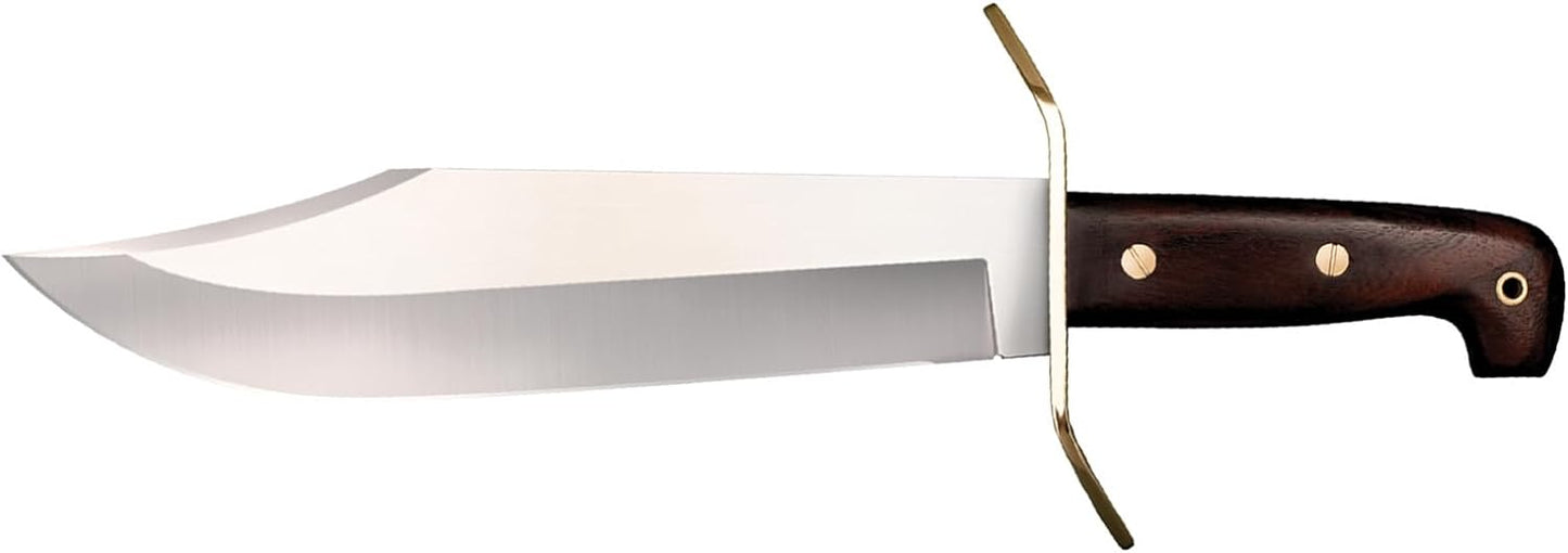 Ameristep Wild West Bowie 10.75" 1090 High-Carbon Steel Clip Point Blade 5.25" Rosewood Handle Fixed Blade Knife w/Leather Sheath