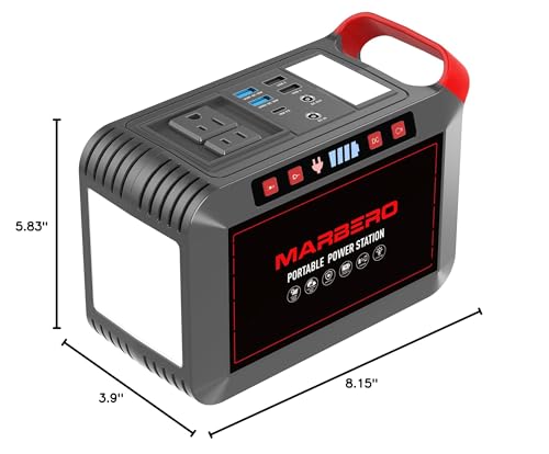 Portable Power Station 300W MARBERO 237Wh Camping Solar Generator Backup Lithium Battery with Pure Sine Wave 110V AC Outlet, USB C, USB A, DC for Outdoors Camping CPAP Home Blackout Emergency
