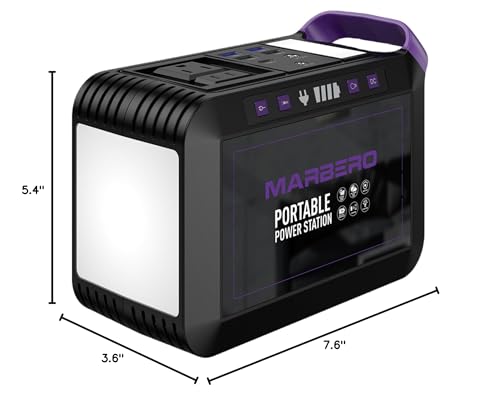 Portable Power Station 300W MARBERO 237Wh Camping Solar Generator Backup Lithium Battery with Pure Sine Wave 110V AC Outlet, USB C, USB A, DC for Outdoors Camping CPAP Home Blackout Emergency