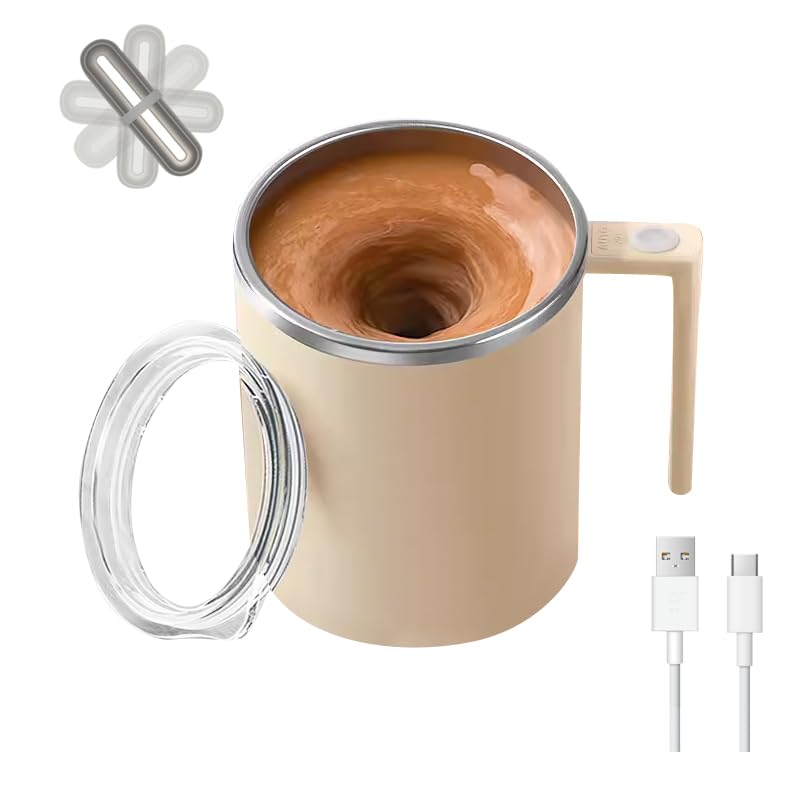 Electric Mixing Mug,Electric Stirring Mug, Coffee Mug,Suitable for Coffee, Milk, Cocoa and Other Beverages (Daik Black, 12 oz)