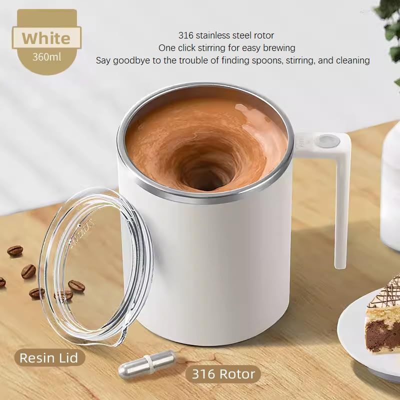 Electric Mixing Mug,Electric Stirring Mug, Coffee Mug,Suitable for Coffee, Milk, Cocoa and Other Beverages (Daik Black, 12 oz)
