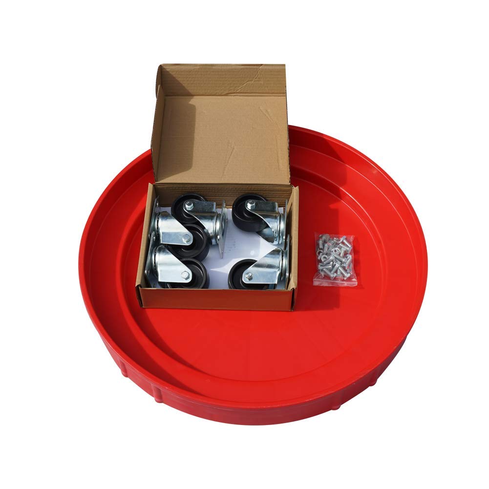 ELAFROS 30 Gallon and 55 Gallon Heavy Duty Plastic Drum Dolly – Durable Plastic Drum Cart 900 lb. Capacity- Barrel Dolly with 5 Swivel Casters Wheel,Blue