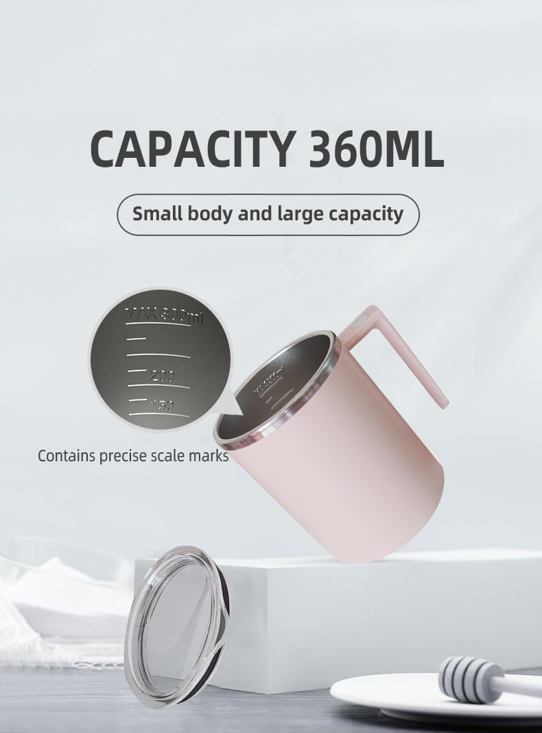 Electric Mixing Mug,Electric Stirring Mug, Coffee Mug,Suitable for Coffee, Milk, Cocoa and Other Beverages (Daik Black, 12 oz)