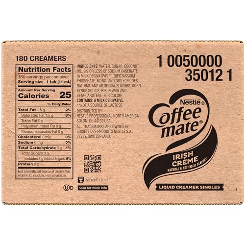 Nestle Coffee mate Coffee Creamer, French Vanilla, Liquid Creamer Singles, Non Dairy, No Refrigeration, 0.375 fl oz Tubs (Pack of 180)