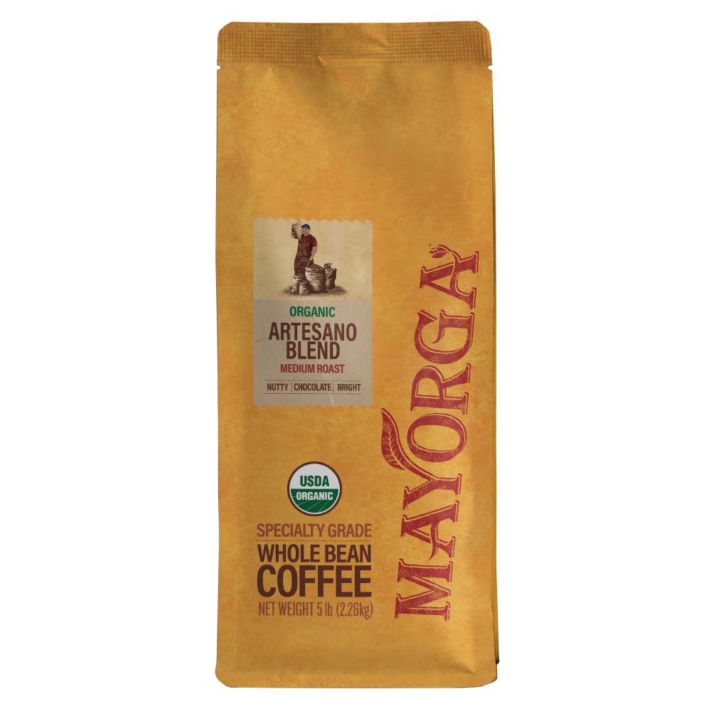 Mayorga Organic Coffee 2lb Mayan Blend - Medium Roast Whole Bean Coffee Specialty Grade, 100% Arabica, Slow Roasted, Chocolate and Floral Flavor with Low Acidity - USDA Organic, Non-GMO, Kosher