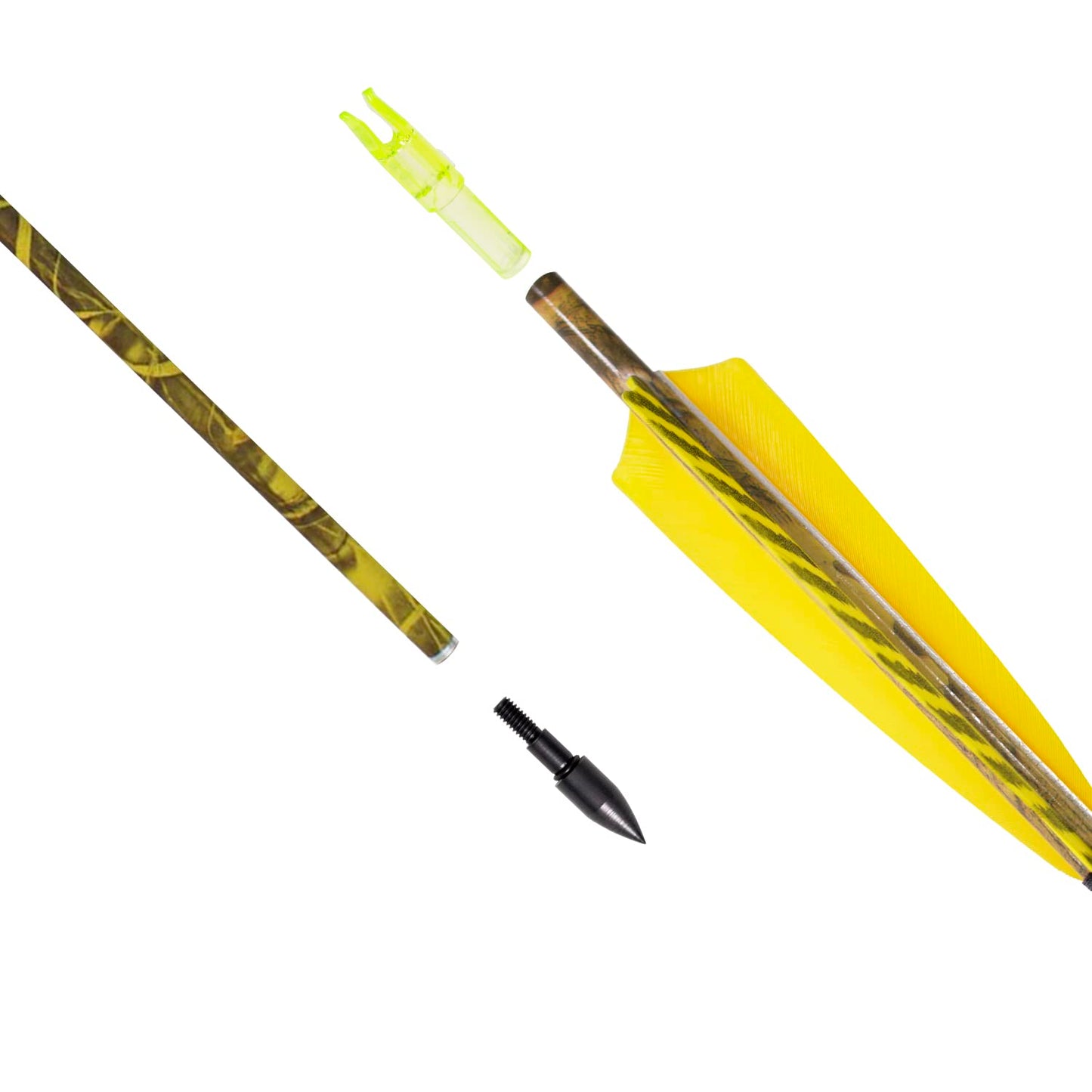 31Inch Carbon Arrow, Practice Hunting Arrows, Camo Turkey Feather Fletching, Arrows for Compound & Recurve Bow with Removable Tips Adjustable Nocks