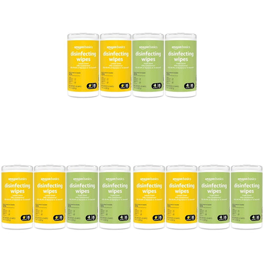 Amazon Basics Disinfecting Wipes, Lemon & Fresh Scent, Sanitizes, Cleans & Deodorizes, 255 Count (3 Packs of 85)