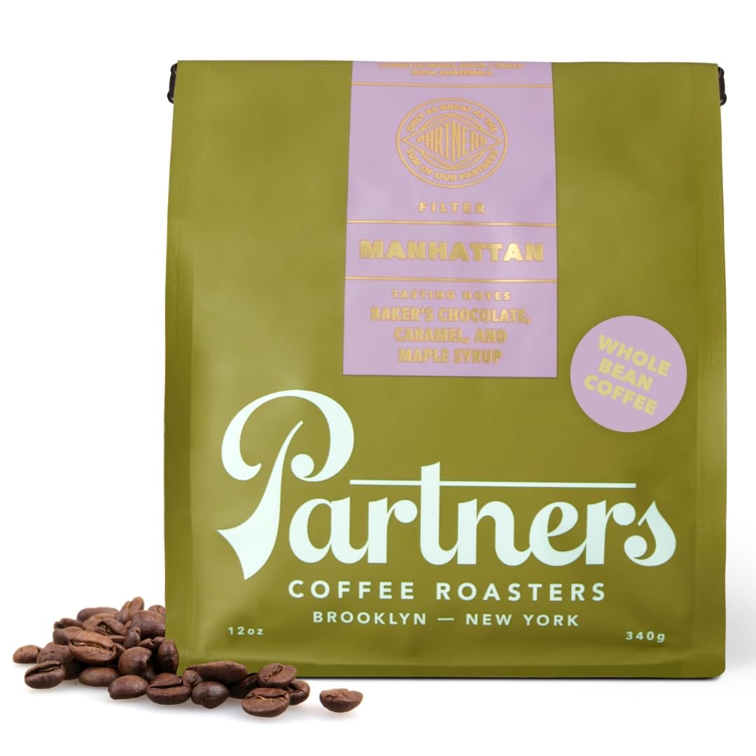 PARTNERS COFFEE ROASTERS - Whole Bean Coffee (Flatiron - Espresso, Medium-Dark Roast) 12oz - Classic Blend, Tastes Like Home - Dark Chocolate, Praline, Dates - Coffee Beans - Roasted in New York City