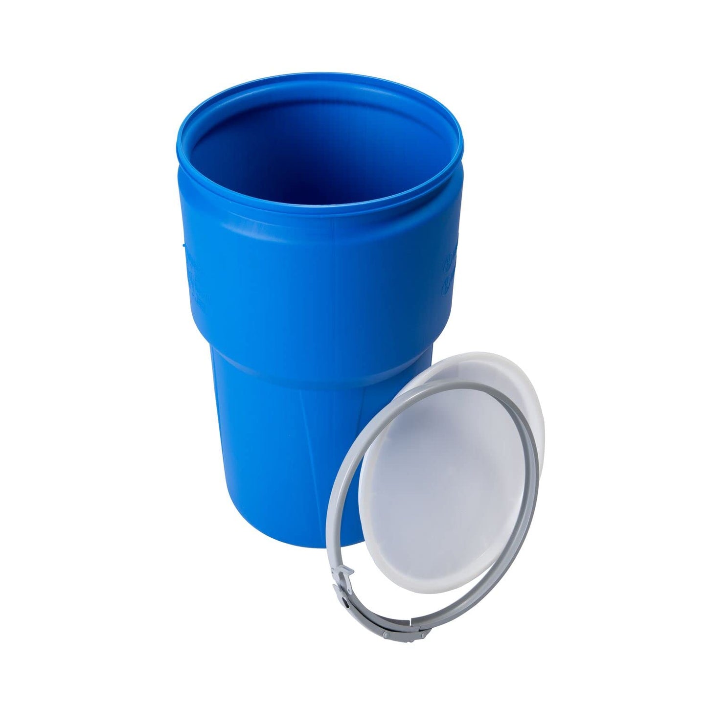 Eagle 30 Gallon Plastic Drum with Lid, Metal Lever-Lock, 28.5"x21.1", Open Head Lab Pack Drum Made of Durable, Lightweight HDPE, Withstands Weather and Chemicals, Made in USA, Blue, 1601MB