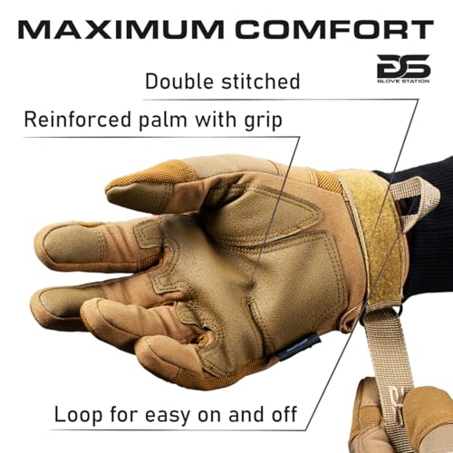 Glove Station - Tactical Shooting Hard Knuckle Gloves for Men and Woman with Touchscreen Fingers - Durable and Comfortable Hand-Gear for Outdoor Work Shooting and Hunting