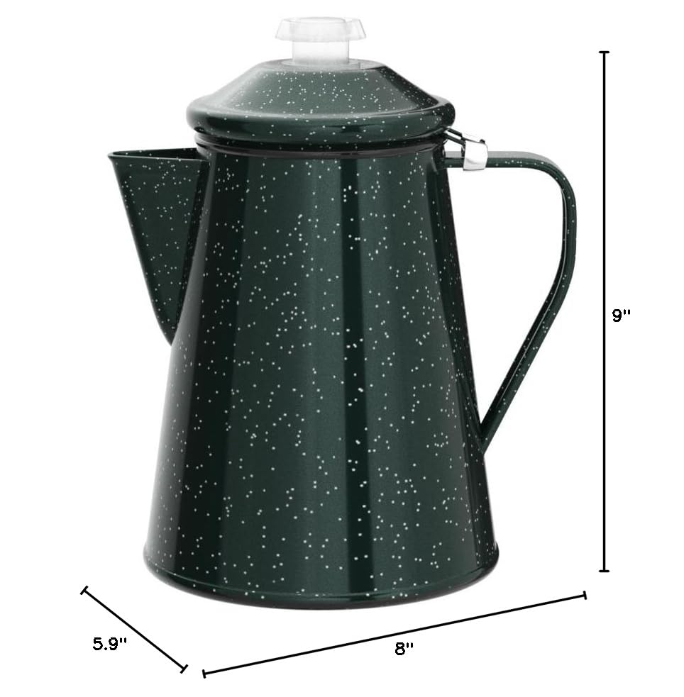 GSI Outdoors Percolator Coffee Pot | Enamelware Campfire Coffee Boiler Kettle for Outdoor Camping Cookware, Cabin, RV, Kitchen, Hunting & Backpacking