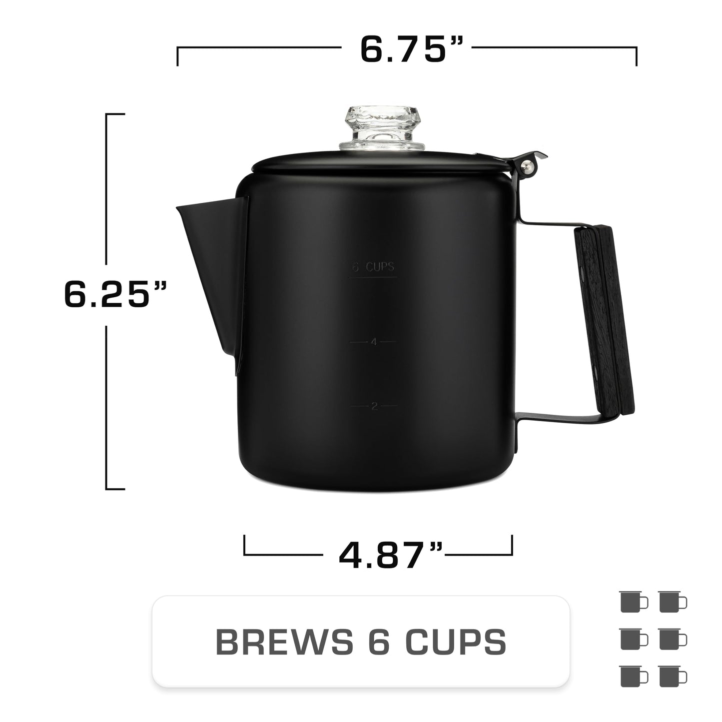 COLETTI Black Bozeman Percolator Coffee Pot — Camping Coffee Pot, Coffee Percolator Stovetop – America’s Sleekest Percolator – Pure Stainless Steel, NO Aluminum or Plastic (9 Cup)
