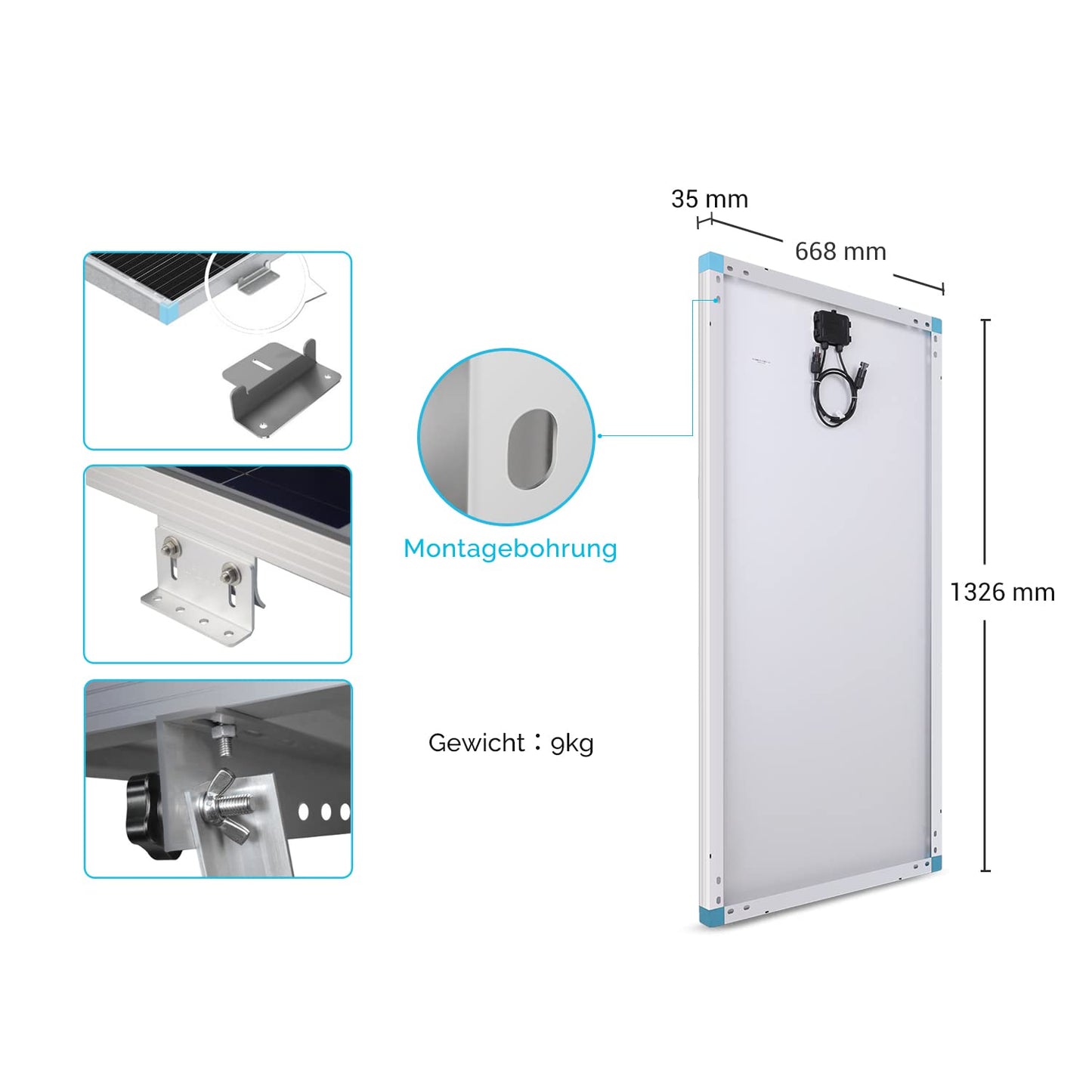 Renogy Solar Panel 100 Watt 12 Volt, High-Efficiency Monocrystalline PV Module Power Charger for RV Marine Rooftop Farm Battery and Other Off-Grid Applications, RNG-100D-SS, Single 100W
