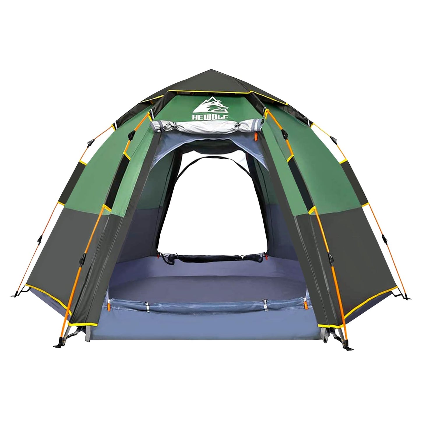 Hewolf 2/3/4 Person Camping Tent - Instant Pop Up Waterproof 2 Doors Tent with Easy Setup | 3-Season Hexagonal Dome Design for Family, Hiking & Traveling