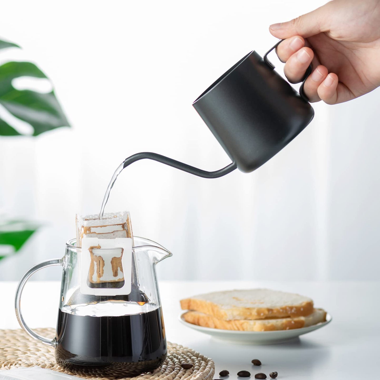 PARACITY Manual Coffee Bean Grinder with Ceramic Burr, Hand Coffee Grinder Mill Small with 2 Glass Jars( 11OZ per Jar) Stainless Steel Handle for Drip Coffee, Espresso, French Press, Turkish Brew