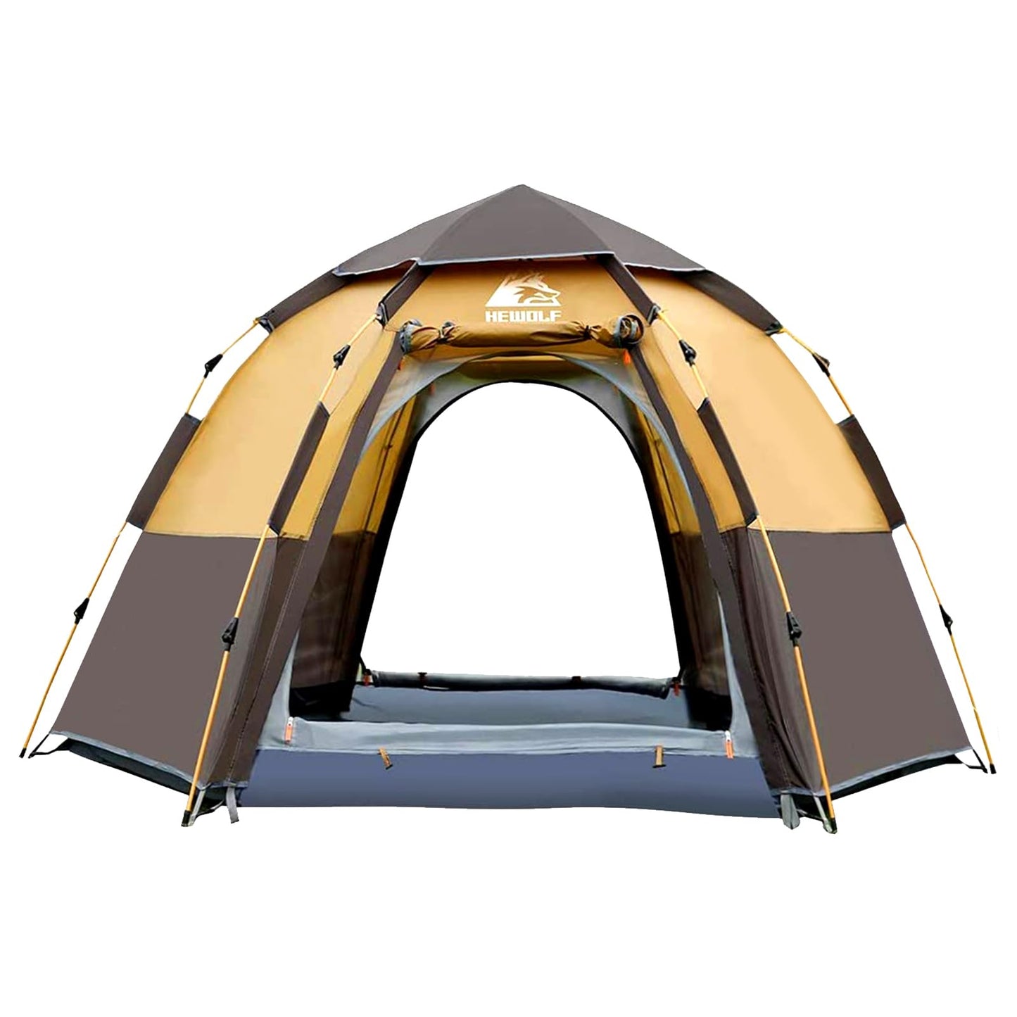Hewolf 2/3/4 Person Camping Tent - Instant Pop Up Waterproof 2 Doors Tent with Easy Setup | 3-Season Hexagonal Dome Design for Family, Hiking & Traveling