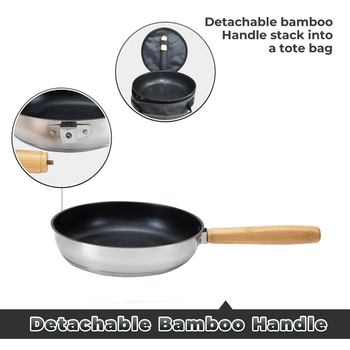 KingCamp Camping Cookware Set 304 Stainless Steel Campfire Cooking Pots Pan and Kettle with Travel Tote Bag for Camping Outdoor Kitchen Cooking Picnic for 4-6