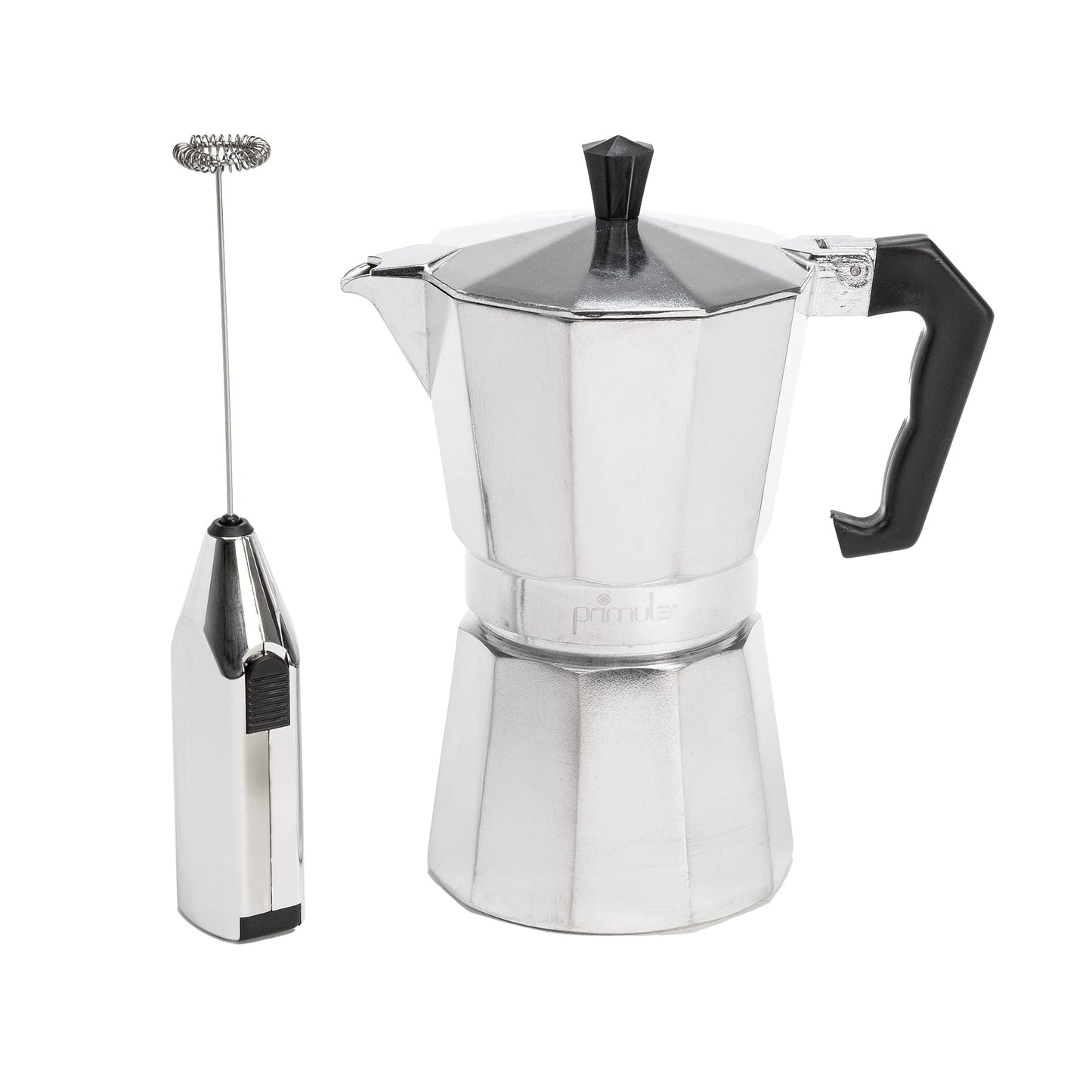 Primula Classic Stovetop Espresso and Coffee Maker, Moka Pot for Italian and Cuban Café Brewing, Greca Coffee Maker, Cafeteras, 12 Espresso Cups, Silver