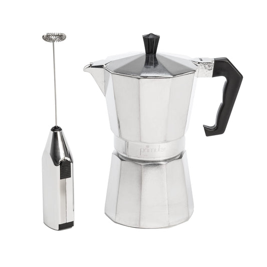 Primula Classic Stovetop Espresso and Coffee Maker, Moka Pot for Italian and Cuban Café Brewing, Greca Coffee Maker, Cafeteras, 12 Espresso Cups, Silver