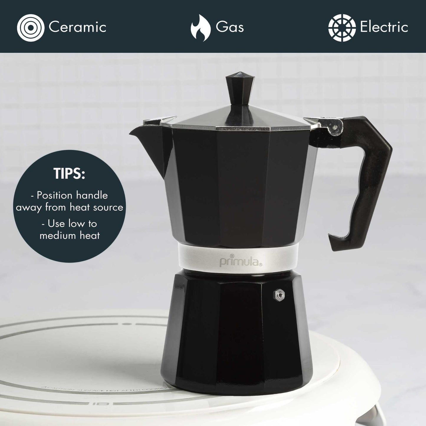 Primula Classic Stovetop Espresso and Coffee Maker, Moka Pot for Italian and Cuban Café Brewing, Greca Coffee Maker, Cafeteras, 12 Espresso Cups, Silver