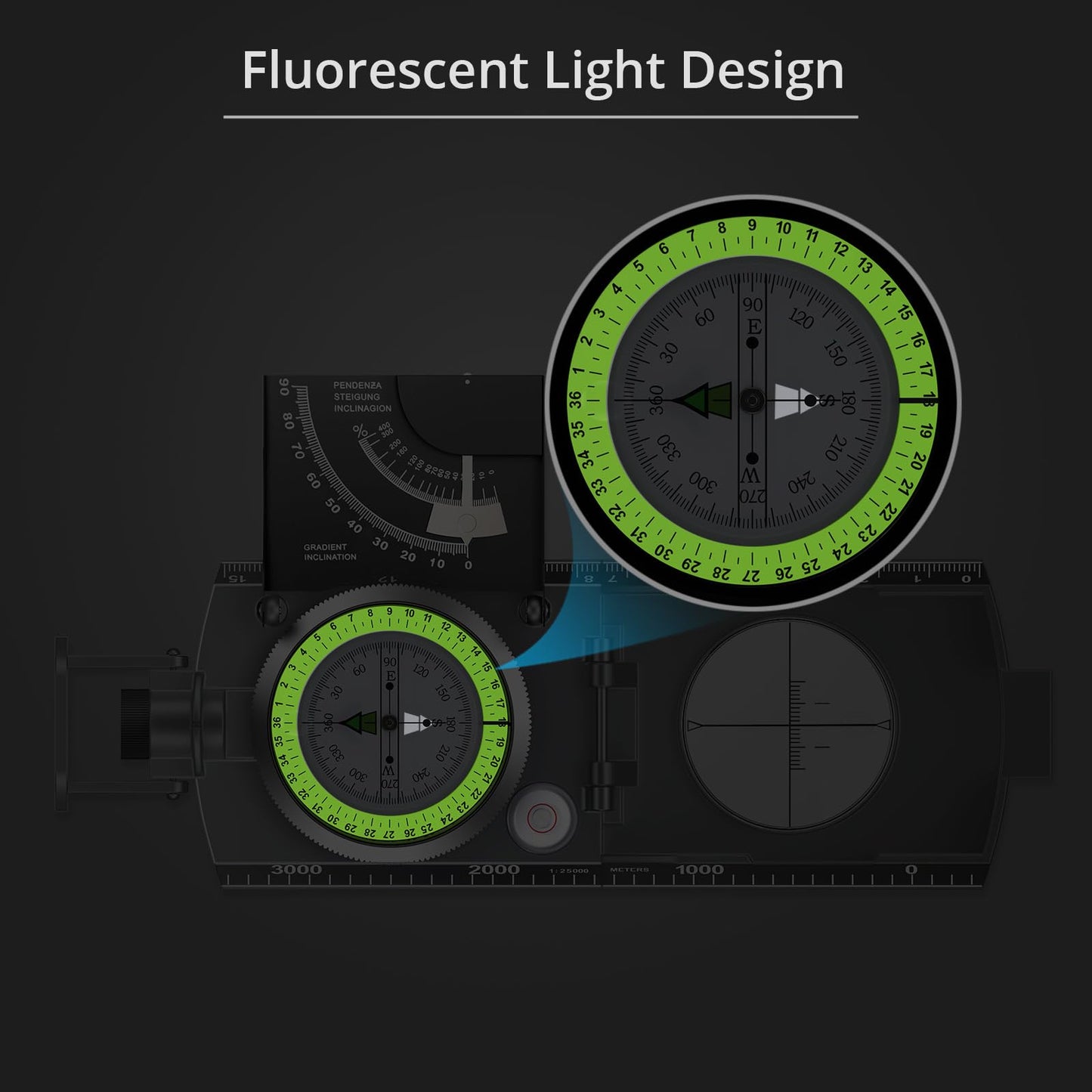 Proster IP65 Compass Hiking Survival - Lensatic Sighting Compass for Camping Navigation, Compass with Clinometer & Carry Bag for Camping Hunting Hiking Geology Activities