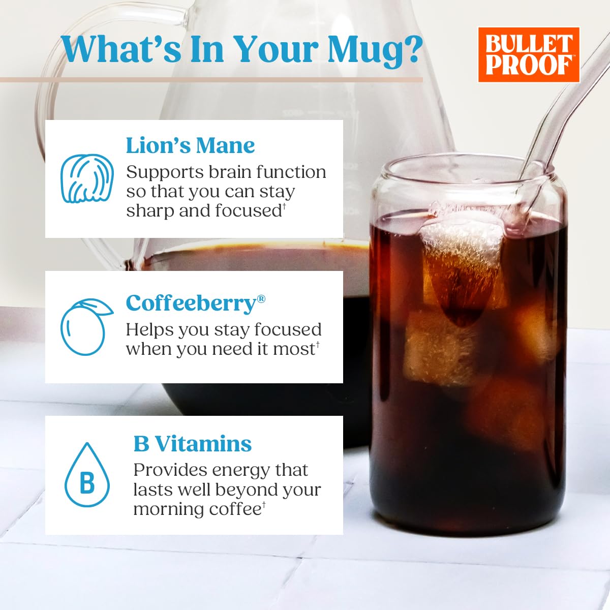 Bulletproof The High Achiever Ground Coffee, 10 Ounces, Medium-Dark Roast Enhanced Coffee with Lion's Mane Mushroom, B Vitamins, and Adaptogens for Energy and Focus