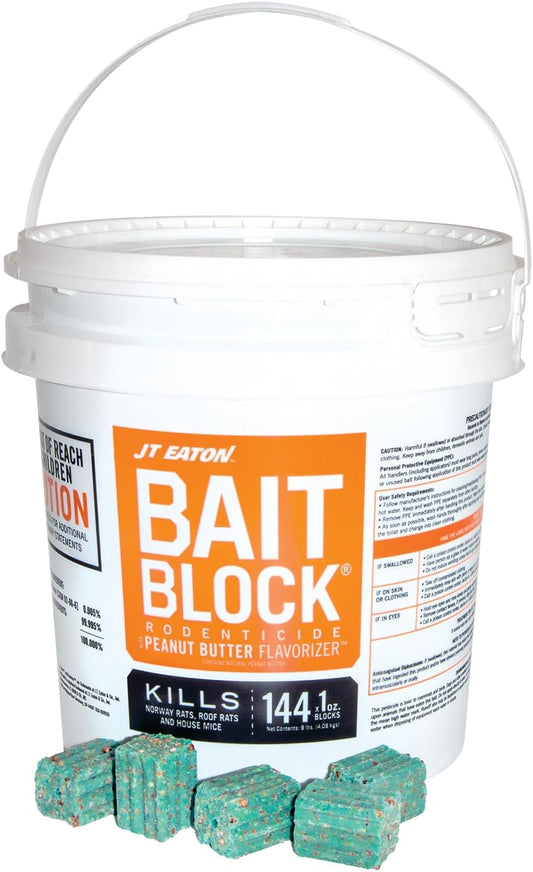 Bait Block Peanut Butter Flavor Rodenticide – 9 lb. Pail – Effective Rodent Control Bait Blocks – Long-Lasting and Easy to Use