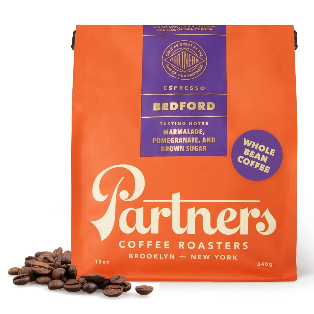PARTNERS COFFEE ROASTERS - Whole Bean Coffee (Flatiron - Espresso, Medium-Dark Roast) 12oz - Classic Blend, Tastes Like Home - Dark Chocolate, Praline, Dates - Coffee Beans - Roasted in New York City