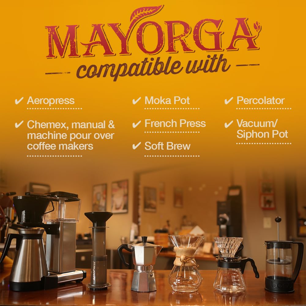 Mayorga Organic Coffee 2lb Mayan Blend - Medium Roast Whole Bean Coffee Specialty Grade, 100% Arabica, Slow Roasted, Chocolate and Floral Flavor with Low Acidity - USDA Organic, Non-GMO, Kosher