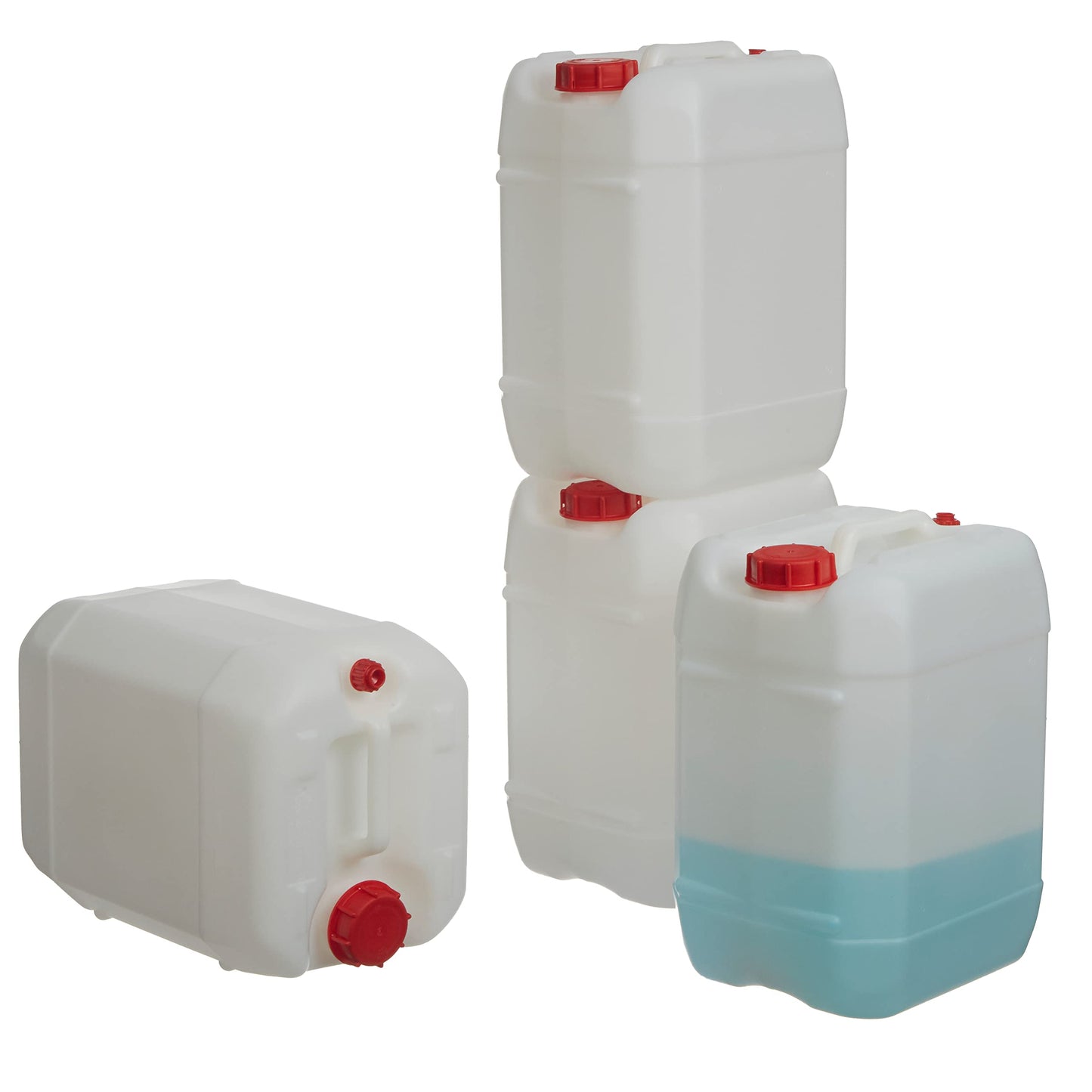 Consolidated Plastics 5 Gallon Stackable Carboy with Leakproof Cap and Handle, HDPE Food Grade, BPA Free, Made in USA (Natural, 4 Pack)