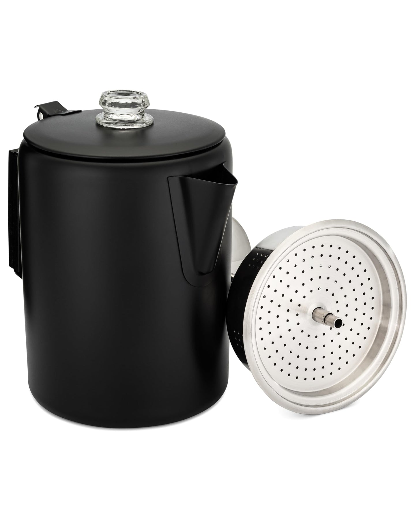 COLETTI Black Bozeman Percolator Coffee Pot — Camping Coffee Pot, Coffee Percolator Stovetop – America’s Sleekest Percolator – Pure Stainless Steel, NO Aluminum or Plastic (9 Cup)