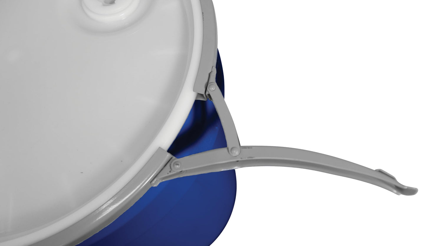 Eagle 30 Gallon Plastic Drum with Lid, Metal Lever-Lock, 28.5"x21.1", Open Head Lab Pack Drum Made of Durable, Lightweight HDPE, Withstands Weather and Chemicals, Made in USA, Blue, 1601MB