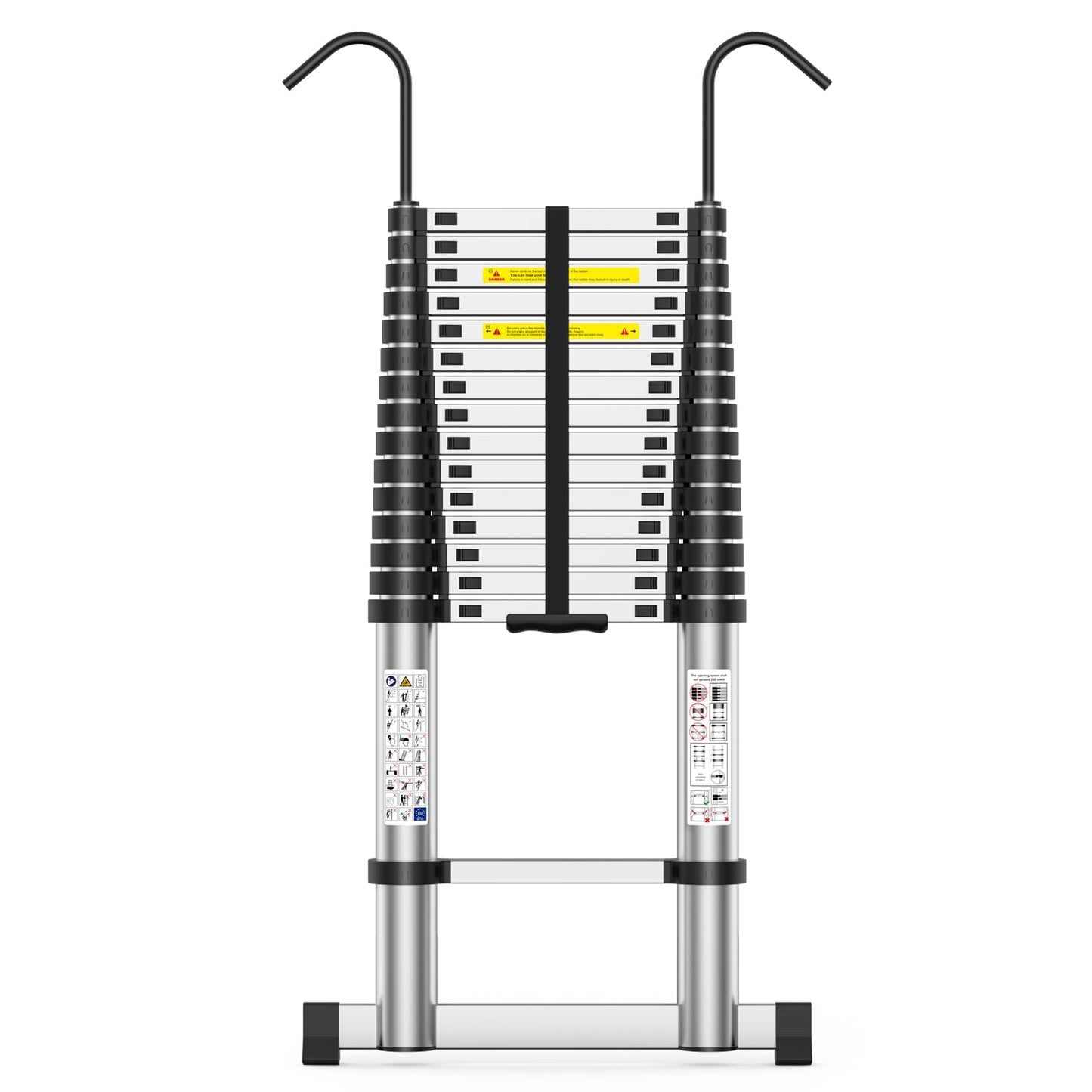 Telescoping Ladder,12.5 FT Extension Ladder, Heavy Duty 330lbs Max Capacity, Multi-Purpose Collapsible Ladder for RV or Outdoor Work