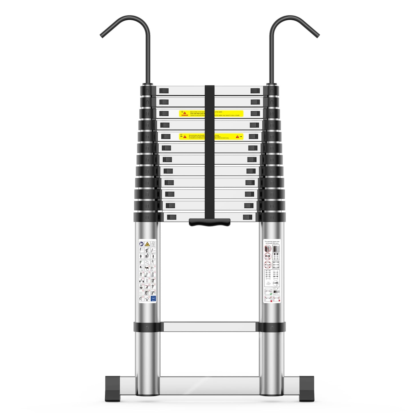 Telescoping Ladder,12.5 FT Extension Ladder, Heavy Duty 330lbs Max Capacity, Multi-Purpose Collapsible Ladder for RV or Outdoor Work