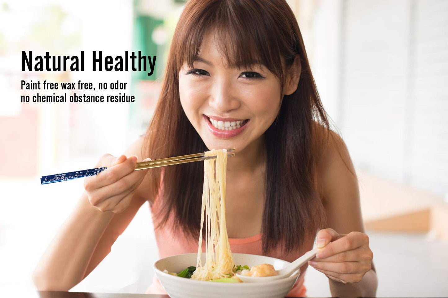 Titanium Plated Chopstick Stainless Steel Chopsticks Metal Chopsticks Reusable Dishwasher safe Premium Laser Engraved Chop Sticks for Eating 2 Pairs Gift Set Blue Silver