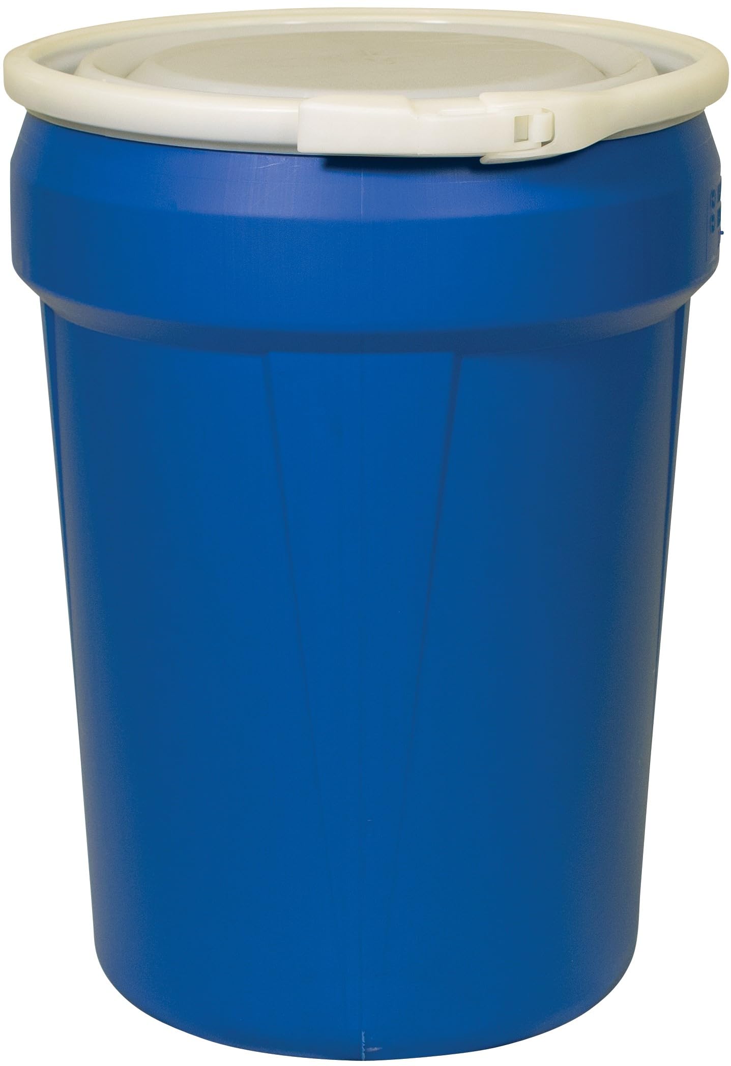 Eagle 30 Gallon Plastic Drum with Lid, Metal Lever-Lock, 28.5"x21.1", Open Head Lab Pack Drum Made of Durable, Lightweight HDPE, Withstands Weather and Chemicals, Made in USA, Blue, 1601MB