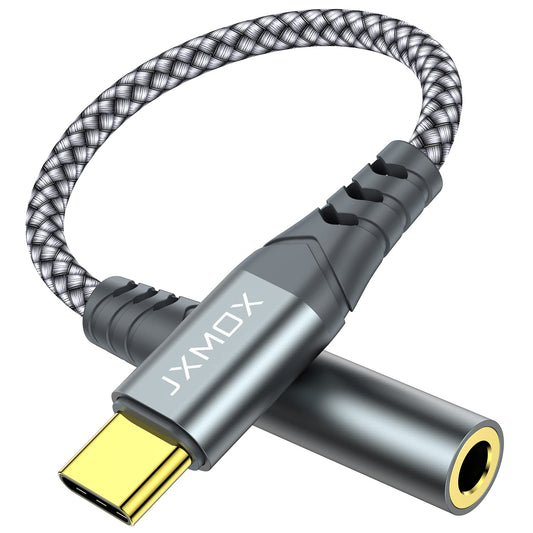 JXMOX USB Type C to 3.5mm Female Headphone Jack Adapter (2-Pack), USB C to Aux Audio Dongle Cable Cord Compatible with iPhone 16 Pro Max/15 Pro Max, Samsung Galaxy S24 S23 S22 Ultra, Pixel, iPad Pro