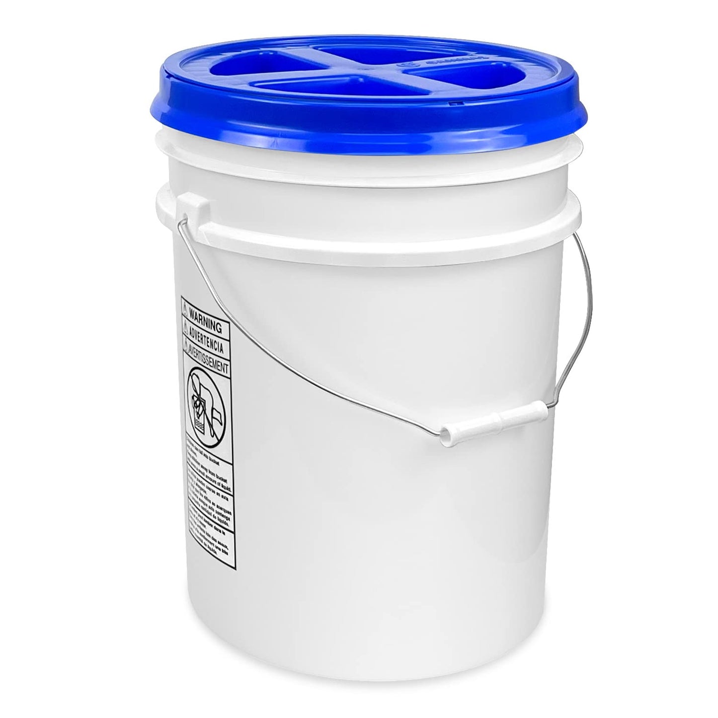ePackageSupply 5 Gallon White Bucket with Gamma Seal Screw on Airtight Lid | Made in USA | Food Grade | Heavy-Duty | Durable 90 Mil All Purpose Pail | Easy Stack and Store | BPA Free (3 Count), White