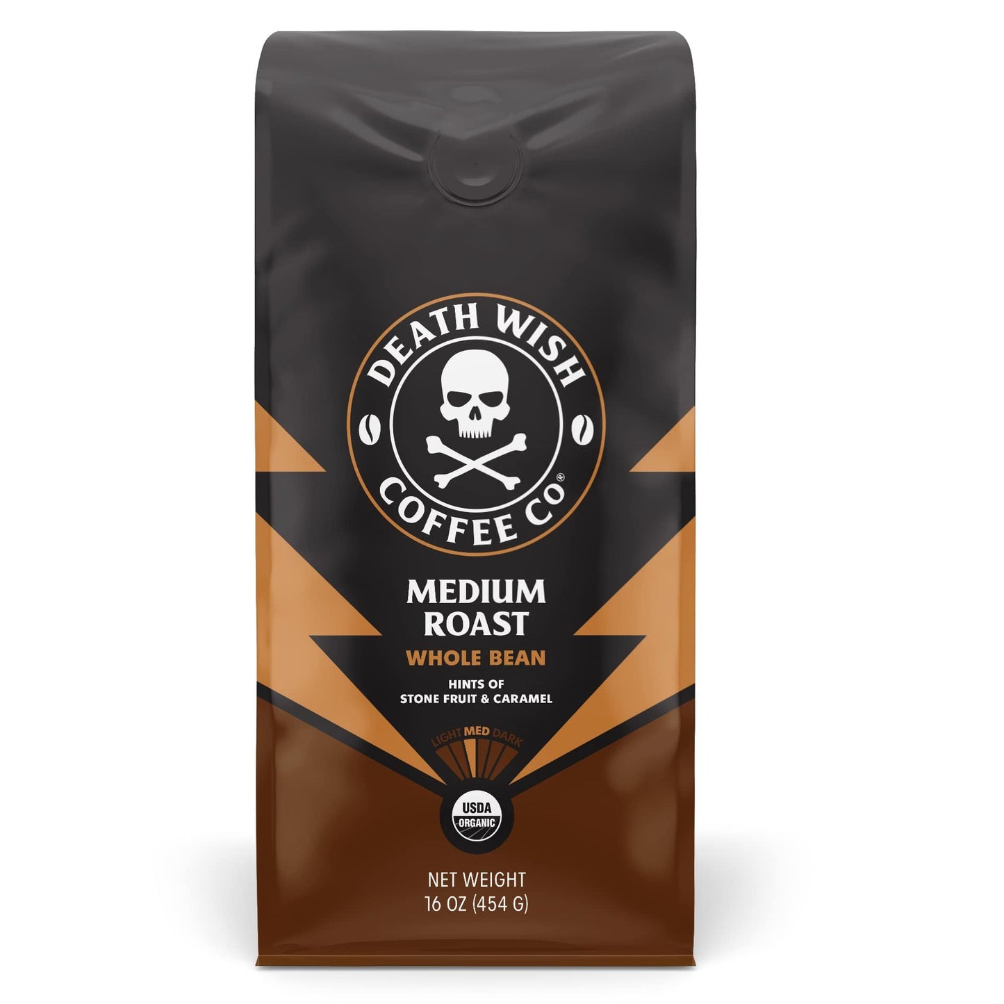 Death Wish Coffee, Organic and Fair Trade Dark Roast Whole Bean Coffee, 16 oz