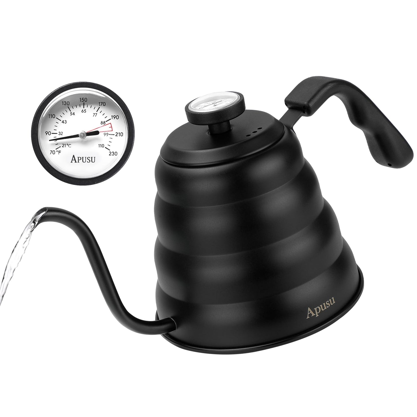 Tea Kettle with Thermometer Pot Black Stovetop Tea Kettle 40 oz 1200ml Gooseneck Kettle Teapot Pour Over Coffee Kettle with Thermometer,40oz,Black,1Pack