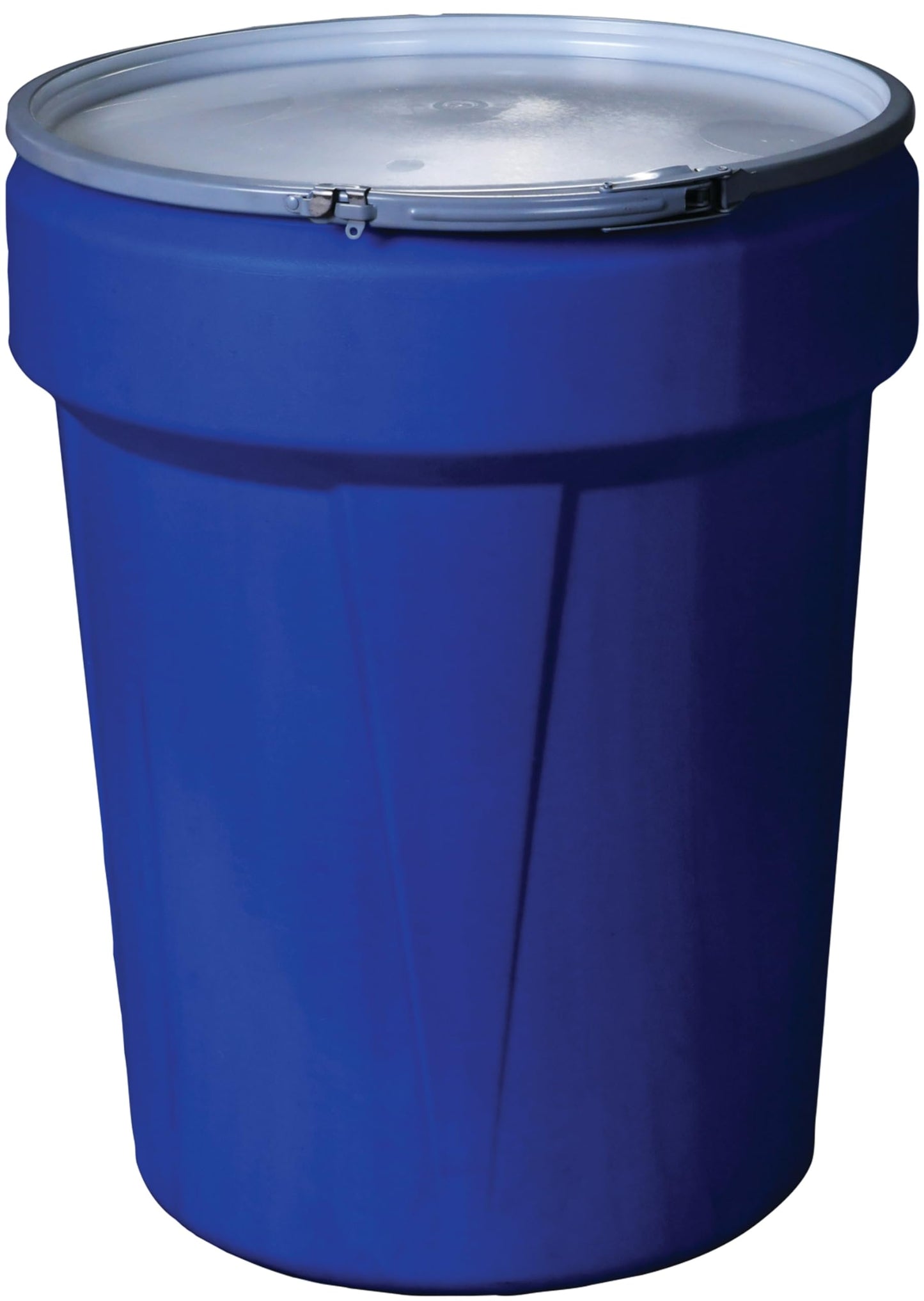 Eagle 30 Gallon Plastic Drum with Lid, Metal Lever-Lock, 28.5"x21.1", Open Head Lab Pack Drum Made of Durable, Lightweight HDPE, Withstands Weather and Chemicals, Made in USA, Blue, 1601MB