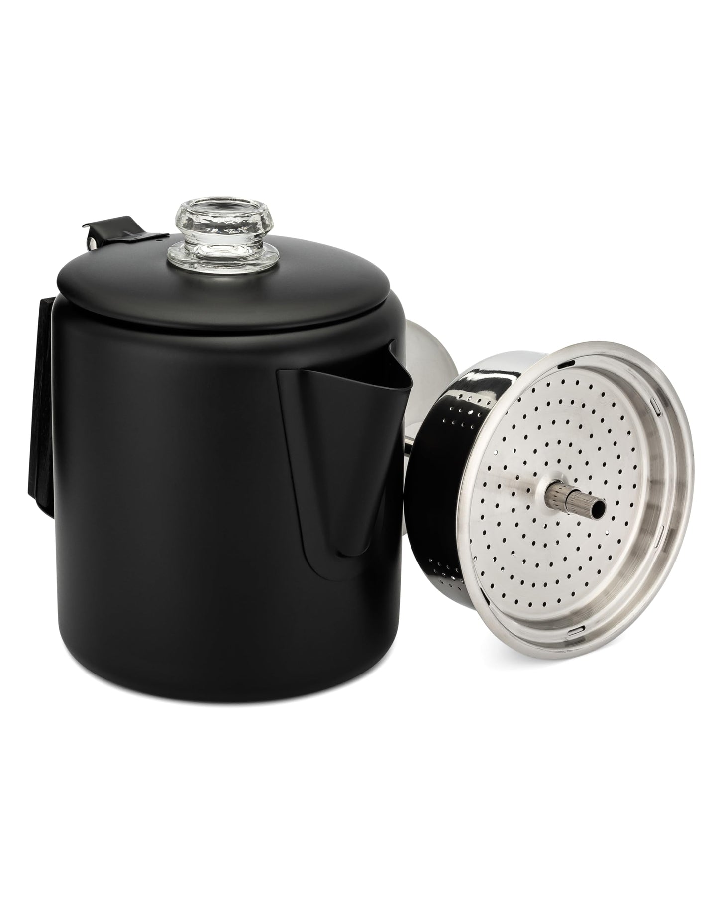 COLETTI Black Bozeman Percolator Coffee Pot — Camping Coffee Pot, Coffee Percolator Stovetop – America’s Sleekest Percolator – Pure Stainless Steel, NO Aluminum or Plastic (9 Cup)