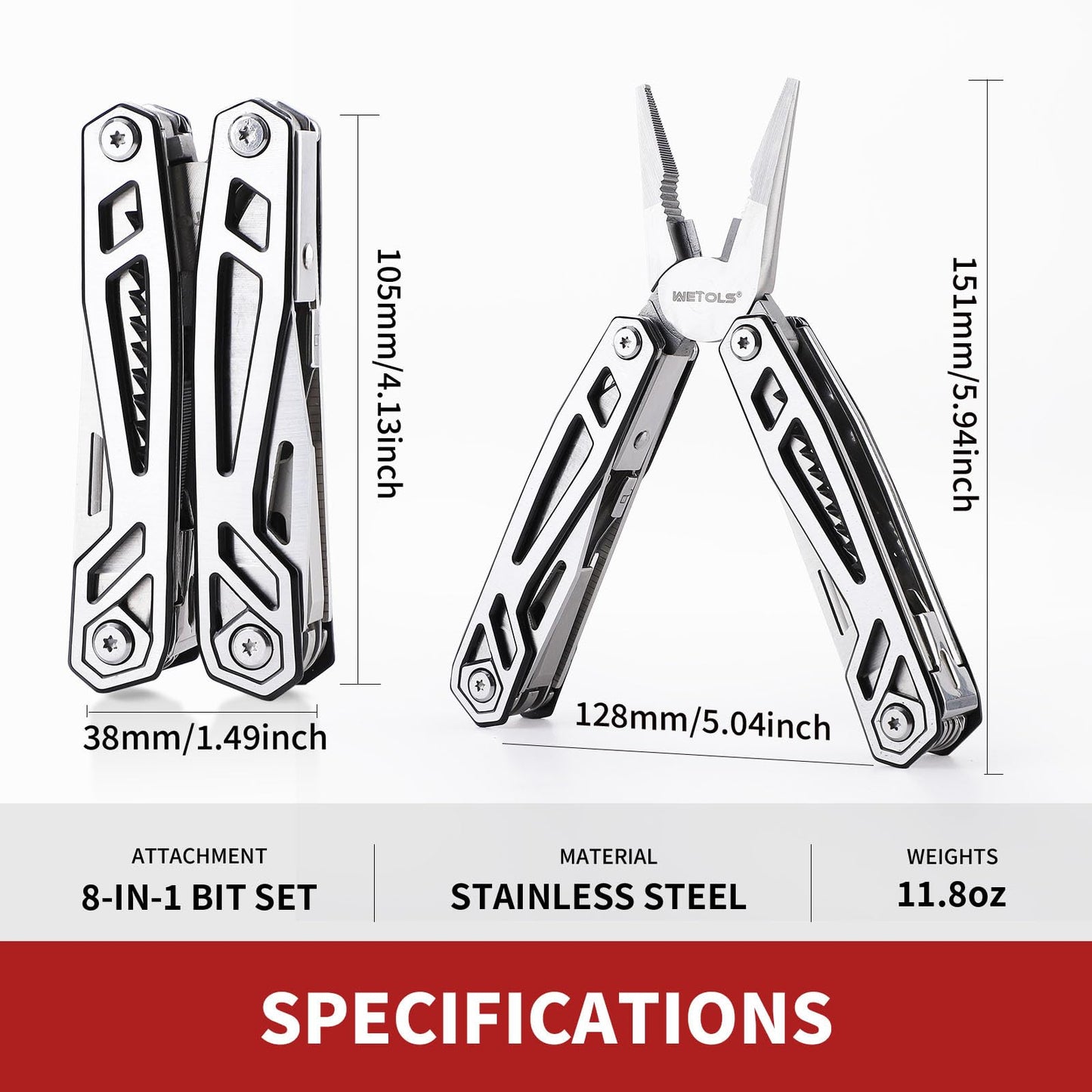 WETOLS Multitool with Pocket Knife, Birthday Gifts for Men Women Mom Dad, 21-in-1 Stainless Steel Pliers with Screwdrivers, Self-locking multitools with EDC Sheath, Ideal for Home, Camping, Survival