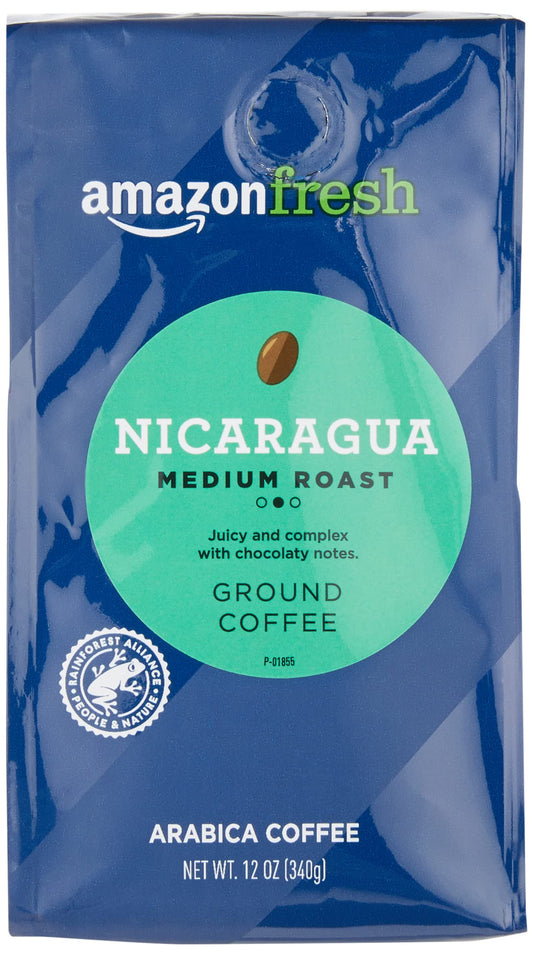 Amazon Fresh Direct Trade Nicaragua Ground Coffee, Medium Roast, 12 Ounce (Pack of 3)