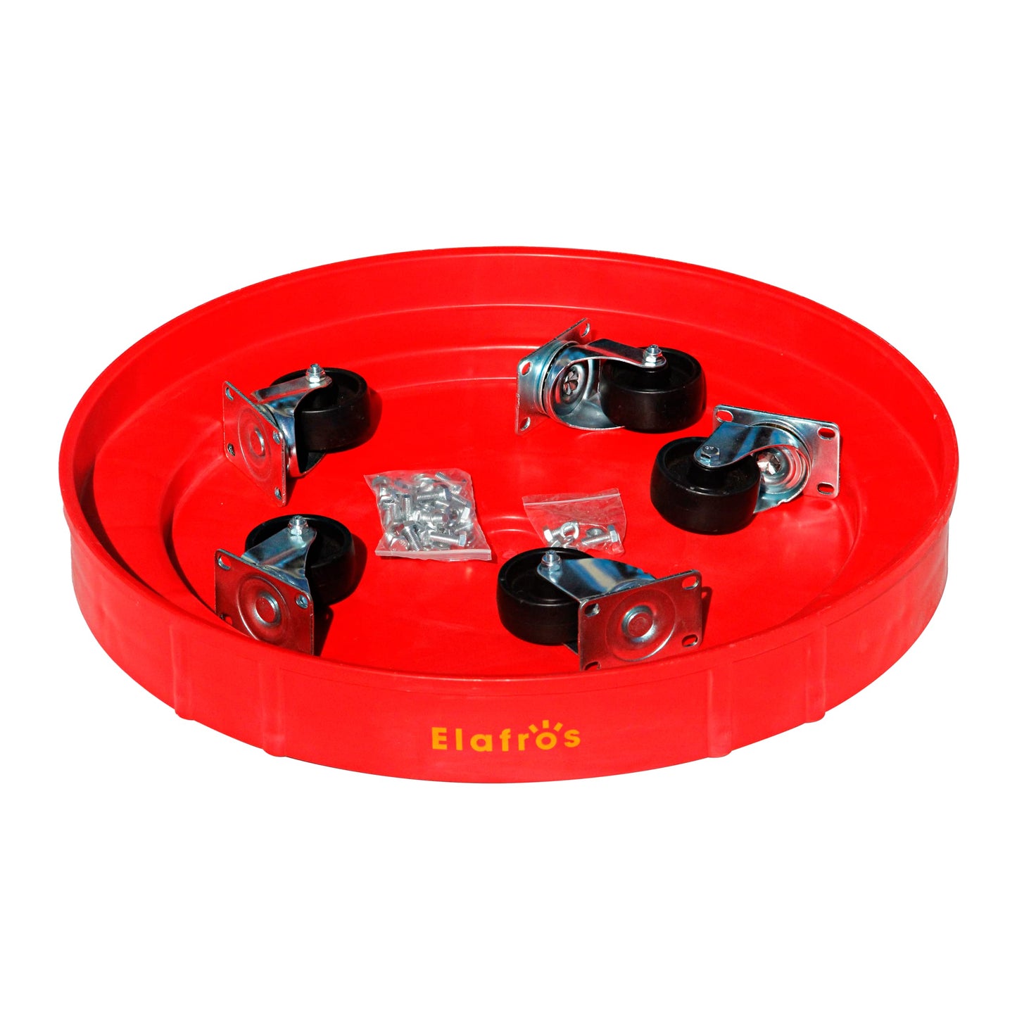 ELAFROS 30 Gallon and 55 Gallon Heavy Duty Plastic Drum Dolly – Durable Plastic Drum Cart 900 lb. Capacity- Barrel Dolly with 5 Swivel Casters Wheel,Blue