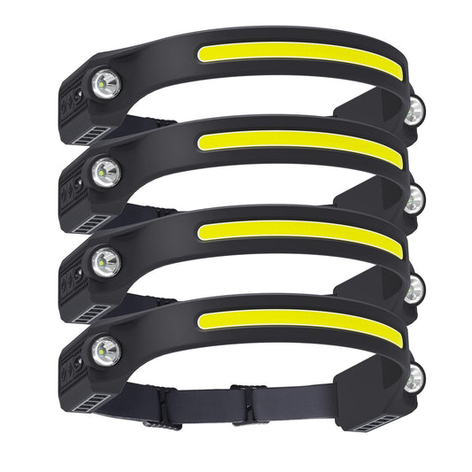 AlpsWolf LED Headlamp Rechargeable, 2 XPE LED and COB LED Head Lamp, Sensor Mode, 260° Wide Beam, IPX4 Waterproof, Rechargeable Headlight for Camping Accessories (1 Pack)